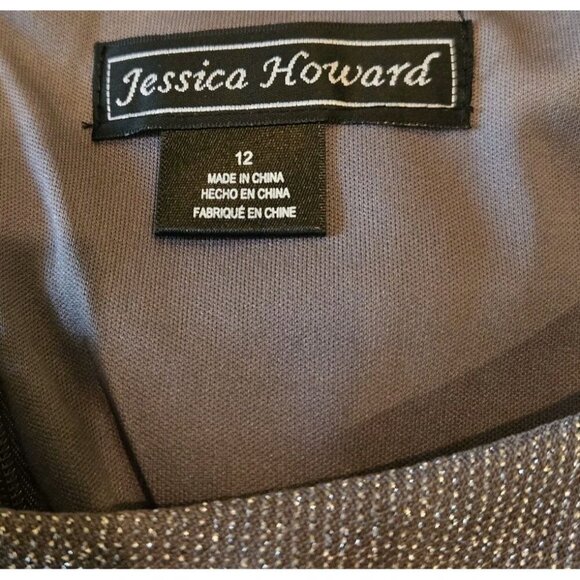 Jessica Howard Wide Leg Womens Jumpsuit Silver Metallic 12 Bat Wing L JH9-8171 E - Picture 4 of 8